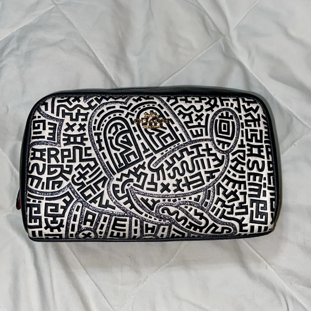 RARE Nwot Coach Disney Mickey Mouse X Keith Haring Boxy Cosmetic Case C7436